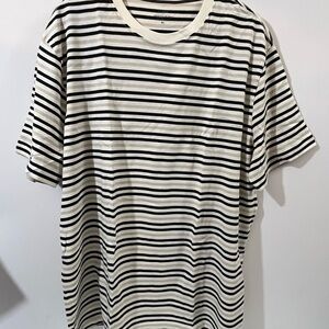 J Crew Heritage Tee Relaxed Fit Classic Striped Black and White Men's Shirt